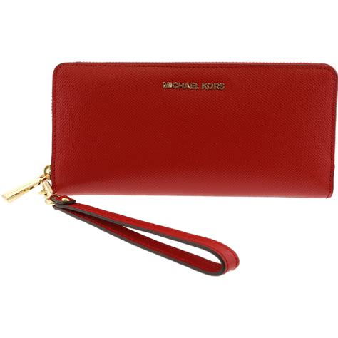 bright red michael kors wallet|Michael Kors red leather wallet.